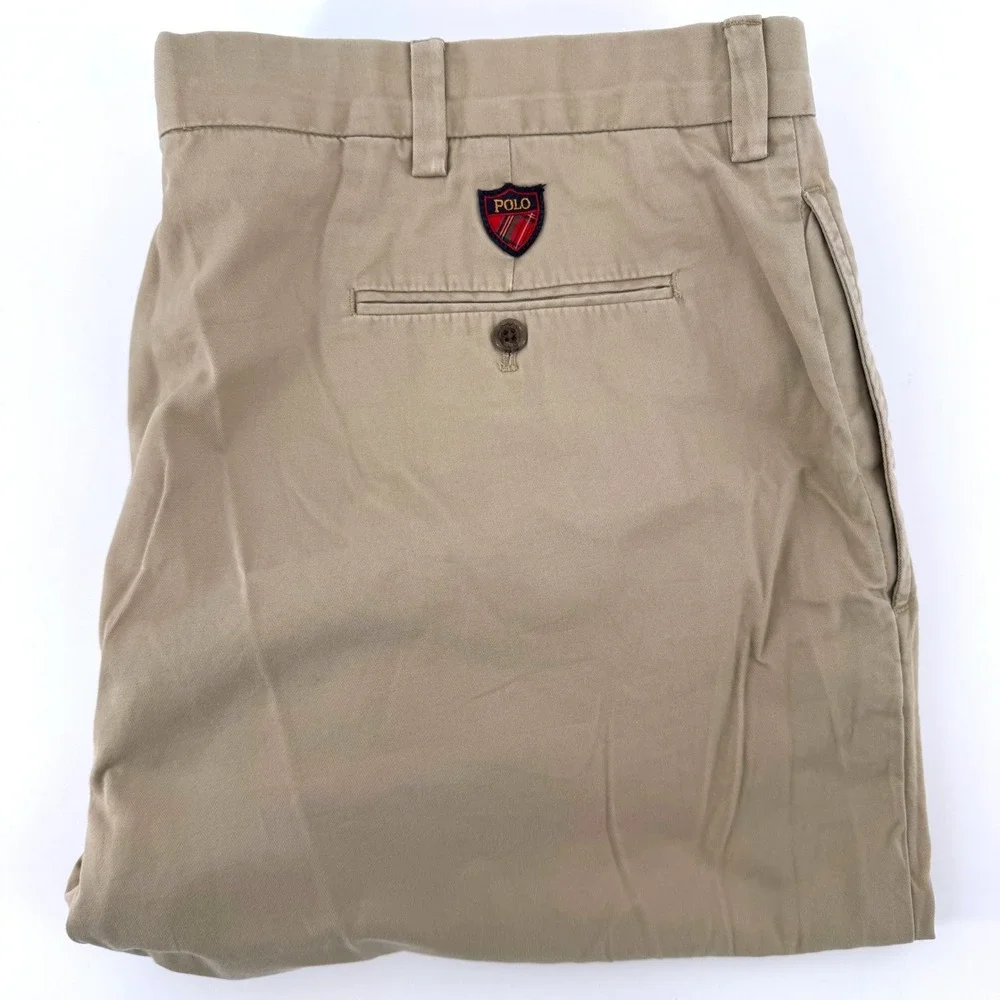 Polo Golf Ralph Lauren Fairway Golf Short Mens 42 Khaki Tan Pleated Cotton Chino